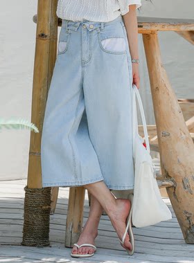 韩国特大码女装胖mm夏装新品时尚磨白中腰显瘦直筒七分牛仔裤626