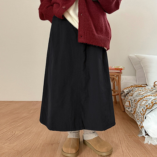 韩国特大码女装胖mm冬装新品时尚纯色通勤靓丽A字裙休闲半裙1220