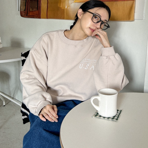 韩国大码女装胖mm冬装新品时尚字母图案圆领宽松薄绒休闲卫衣1219