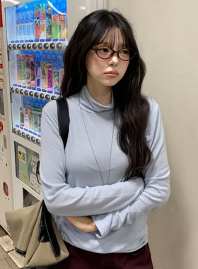 韩国代购大码女装胖mm冬装新品靓丽纯色高领舒适打底长袖T恤1018