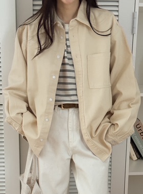 韩国特大码女装胖mm春装新品时尚纯色单口袋宽松长袖休闲衬衫0118