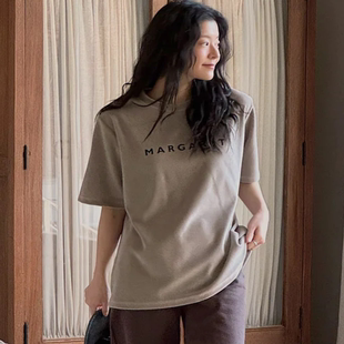 女装 字母图案宽松舒适圆领短袖 胖mm冬装 时尚 T恤1221 新品 韩国大码