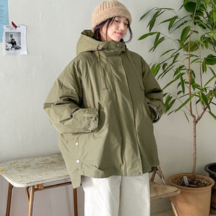 时尚 韩国特大码 新品 胖mm冬装 纯色连帽保暖防风立领羽绒服1103 女装