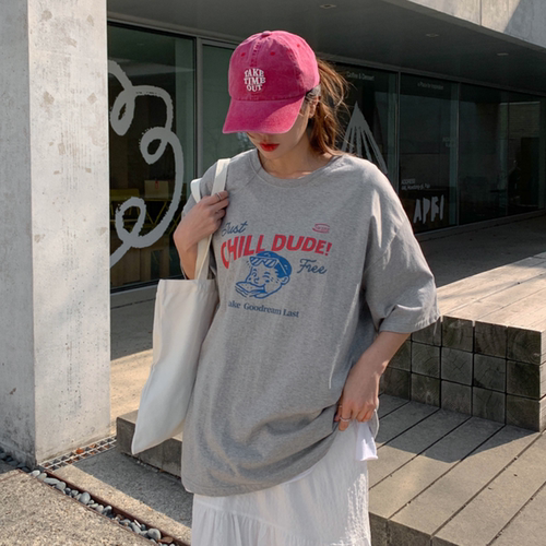 韩国特大码女装胖mm春装新品可爱卡通娃娃字母图案宽松短袖T恤330