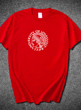 路易斯维尔大学圆领T恤University of Louisville纪念品纯棉T百搭