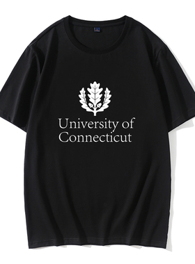 UCONN美国康涅狄格大学T恤短袖纪念品纯棉圆领情侣文化衫纪念衫