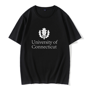 UCONN美国康涅狄格大学T恤短袖纪念品纯棉圆领情侣文化衫纪念衫