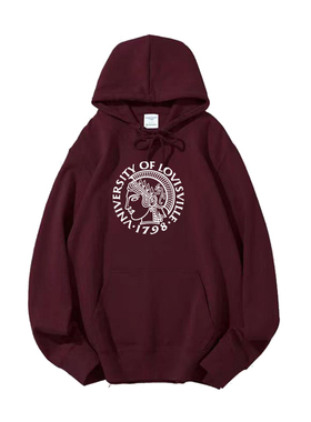 路易斯维尔大学套头卫衣Louisville纪念品连帽卫衣留学生班服定制