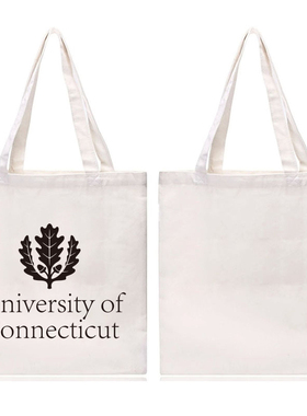 UCONN美国康涅狄格大学纪念品购物袋帆布包纪念环保袋中号拉链款