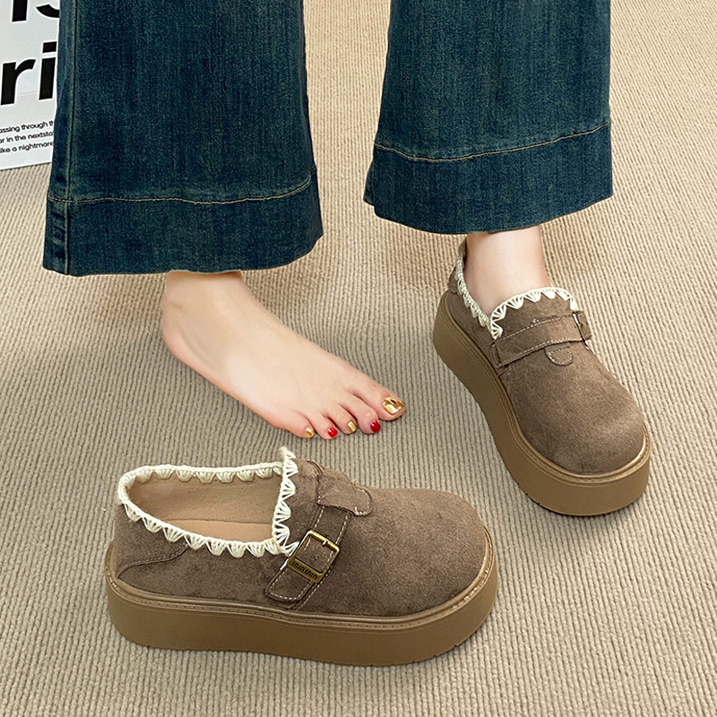 厚底勃肯鞋女2025新款秋季流行休闲鞋一脚蹬乐福鞋百搭松糕鞋