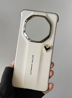 立体水钻爱心适用华为mate70RS非凡大师手机壳新款无边框mate70pro超薄保护套70RS保时捷皓白色高端皮纹后壳
