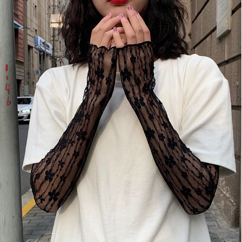 女蕾丝网纱袖套潮流女防晒袖套