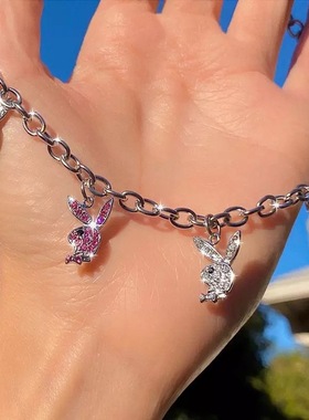 合金欧美轻奢锆石兔子项链项链