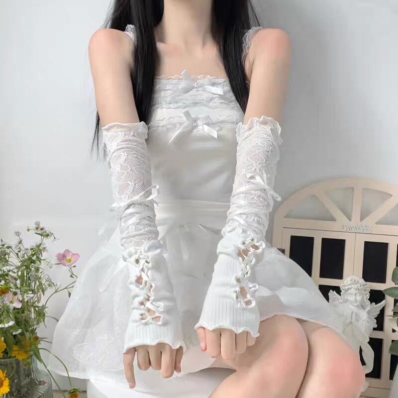 Y2K洛丽塔手套芭蕾风白色蕾丝袖