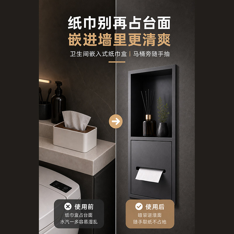 卫生间暗装纸盒壁龛收纳