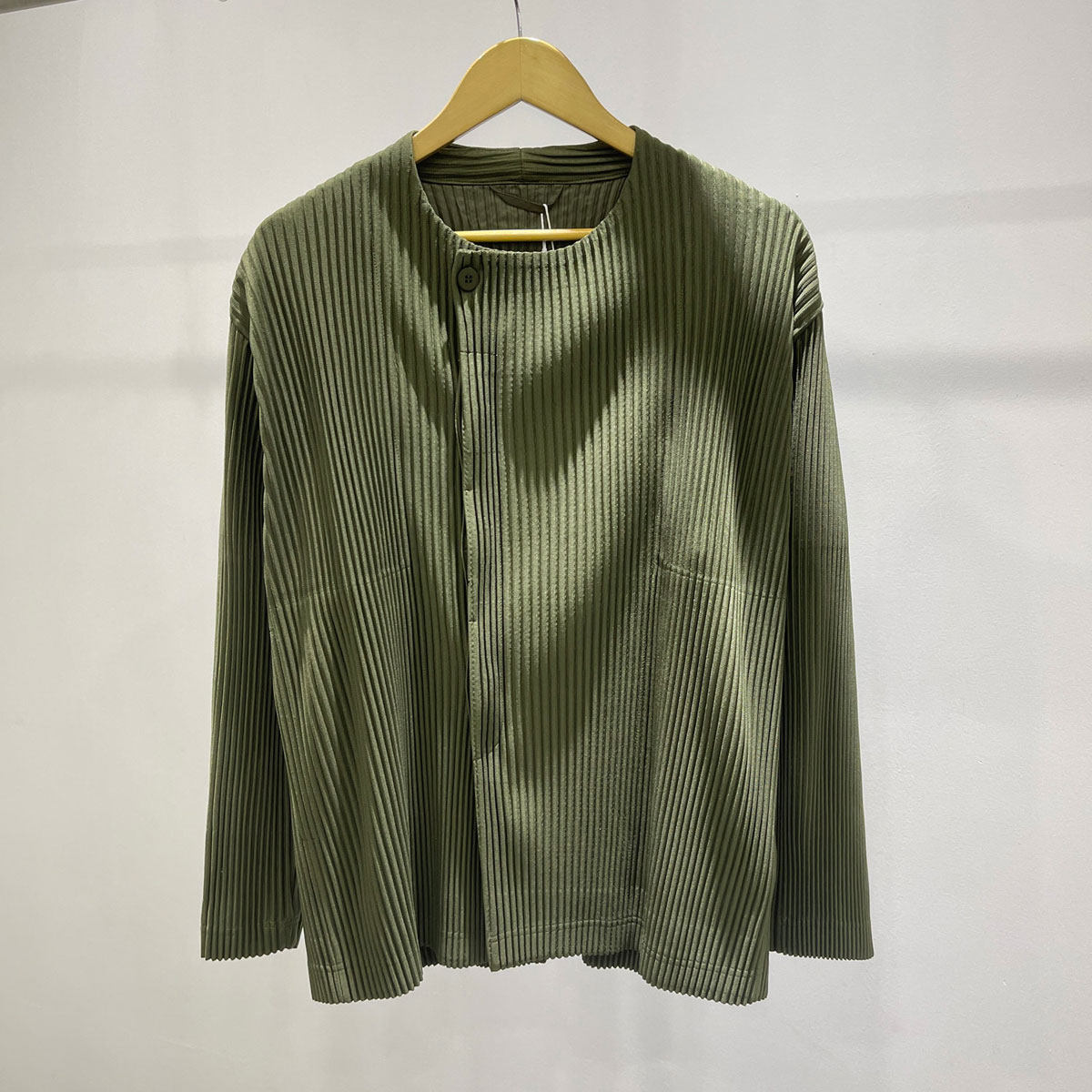 thumbnail for Men's casual long sleeve crew neck vertical striped shirt trendy brand INS autumn simple loose solid color base shirt