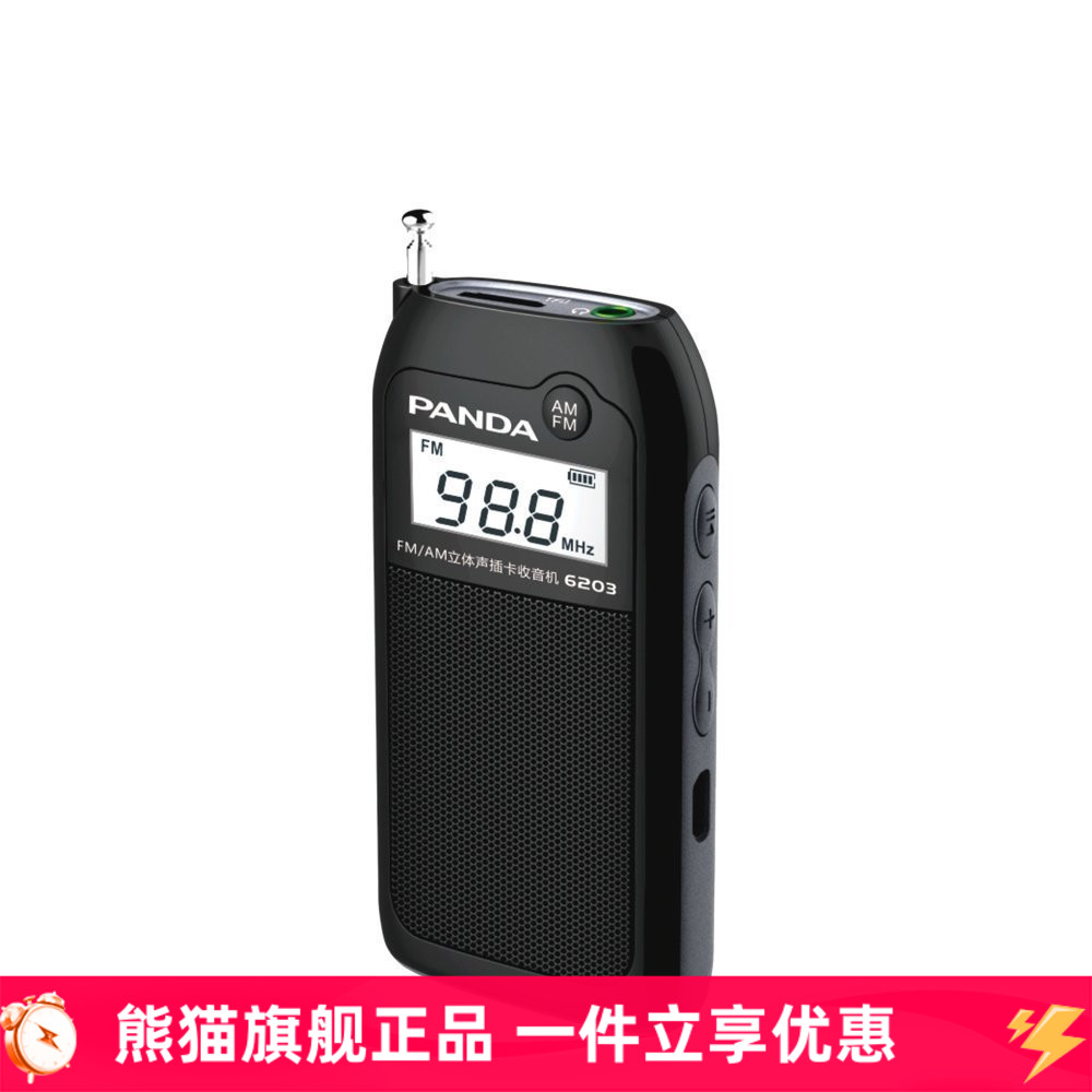 熊猫 6203 新品插卡收音机锂电池充电老人迷你袖珍便携式调频调幅