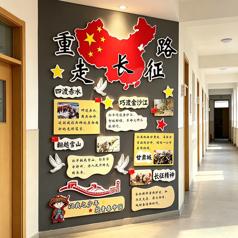 幼儿园班级文化墙贴重走长征路