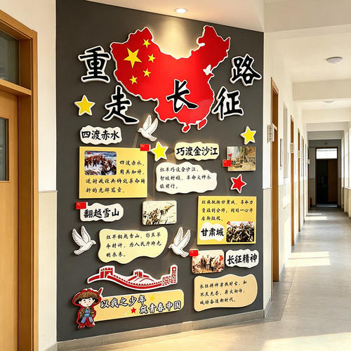 幼儿园班级文化墙贴重走长征路