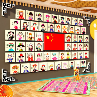 五十六56个民族团结环创幼儿园托管班楼梯文化主题墙成品爱国挂图