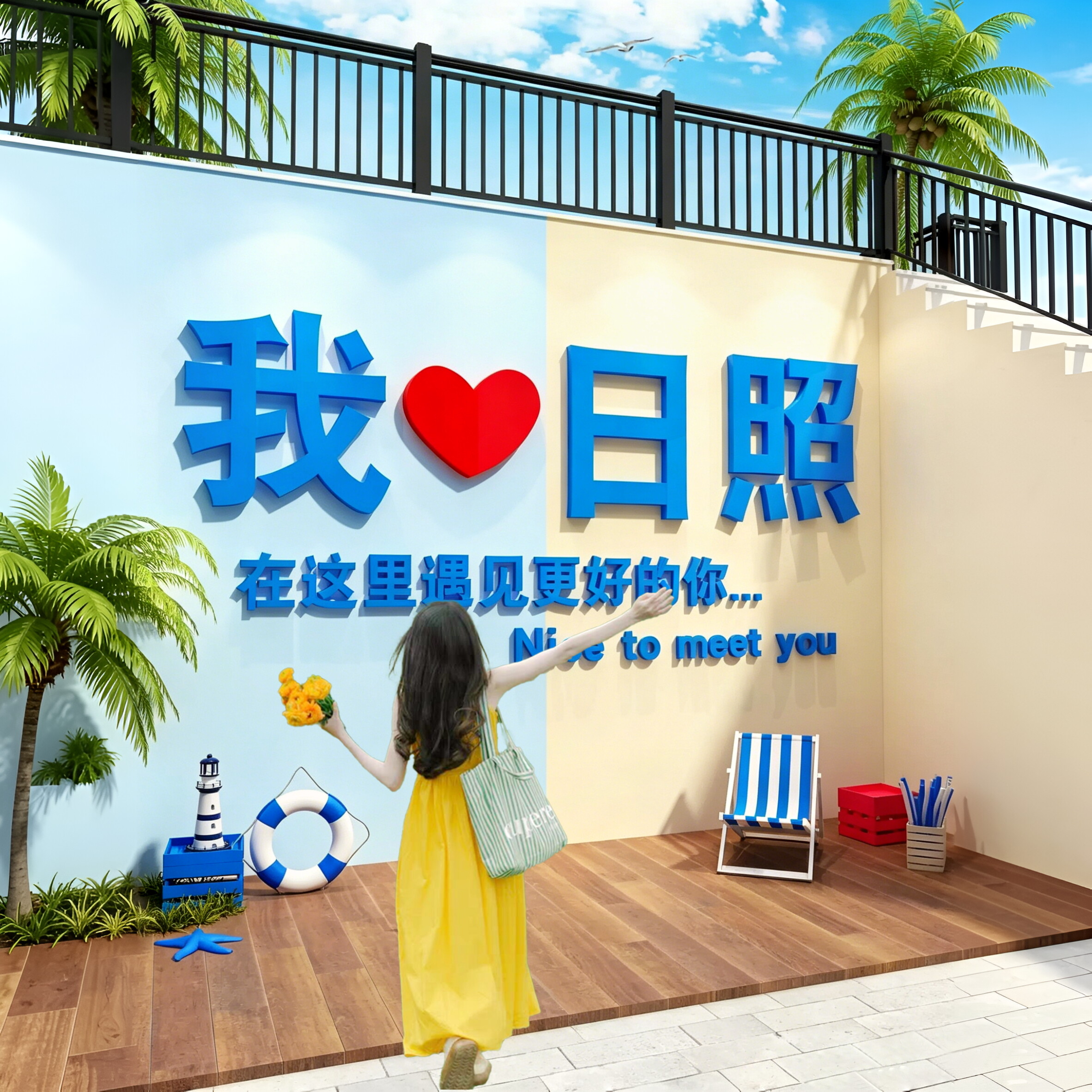 2026网红打卡拍照布置贴纸墙面户室外小院城市地名标装饰文化形象
