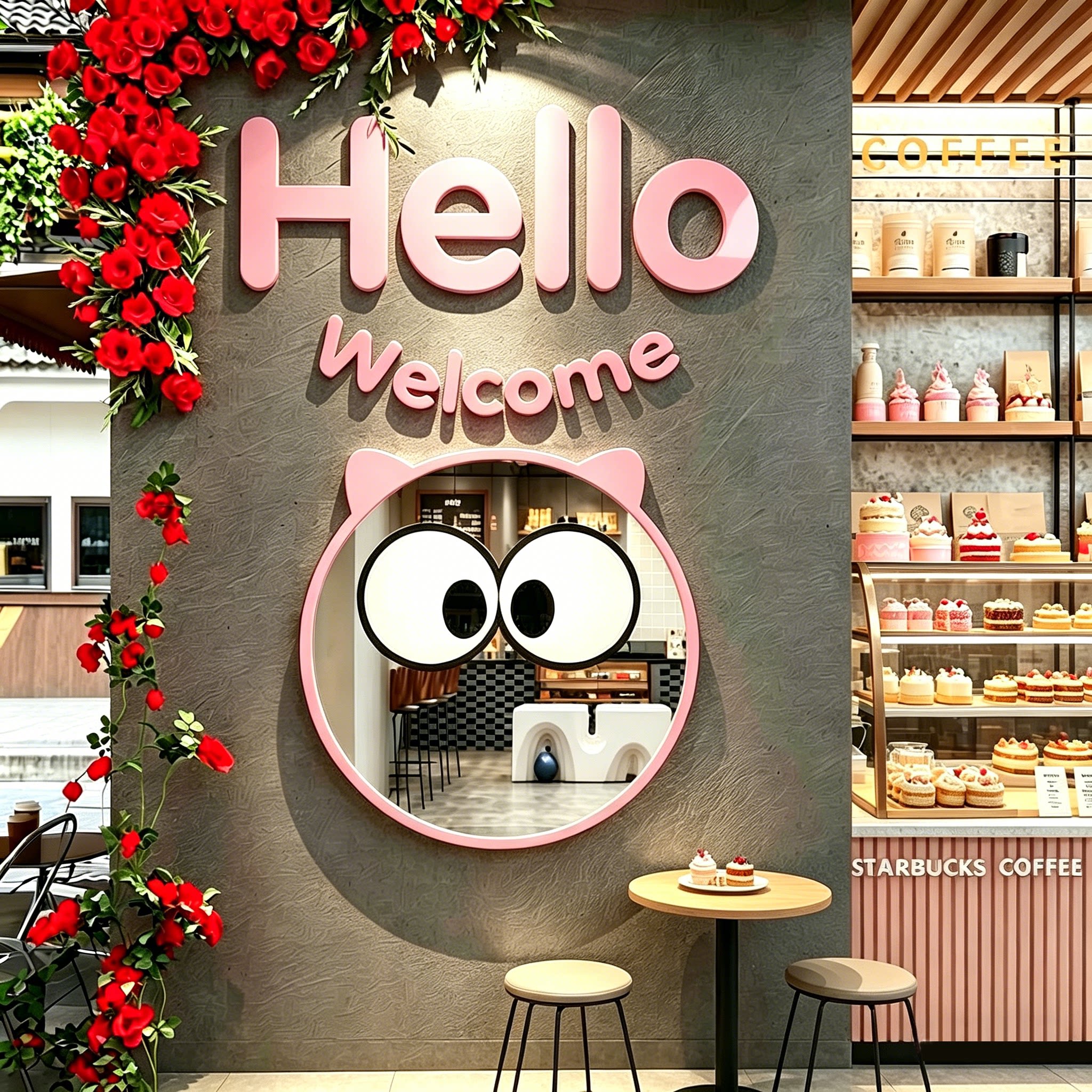 网红打卡蛋糕甜品店墙壁面包装饰哈镜子氛围布置烘焙门口吸引挂画