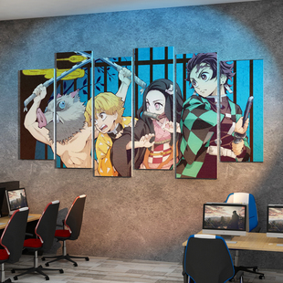 鬼灭之刃二次元网红电竞房馆墙面布置游戏店装饰背景板海报贴挂画