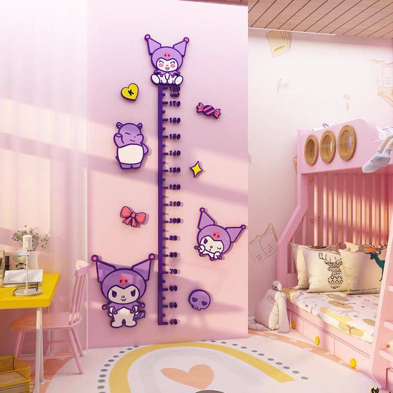 儿童房间布置装饰墙库洛米美乐蒂身高测量贴3d立体公主女孩不伤