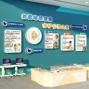 眼镜店墙面装饰挂画爱睛贴广告海报科普视光中心诊所文化形象背景
