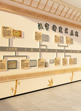 硬笔书法教室墙面装饰培训班氛围布置作品甲骨汉字演变文化环创