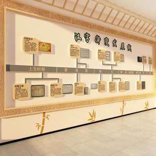 硬笔书法教室墙面装饰培训班氛围布置作品甲骨汉字演变文化环创