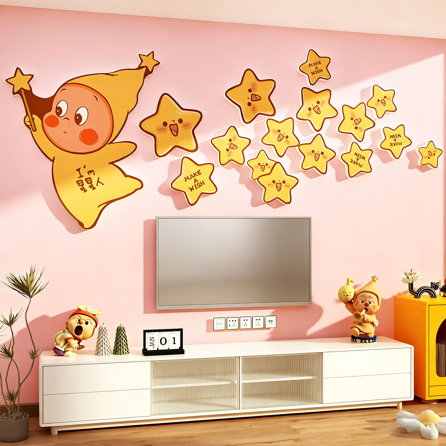 星人电视机背景墙面两侧装饰客厅沙发房间点缀3d立体布置贴纸挂画