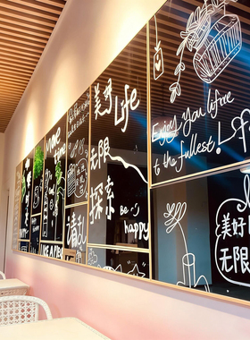 网红ins涂鸦镜子打卡拍照区布置奶茶咖啡店厅馆氛围墙面形象装饰