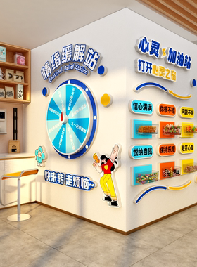 公司情绪互动幸运可爱转盘心灵理能量加油补给文化办室布置墙装饰