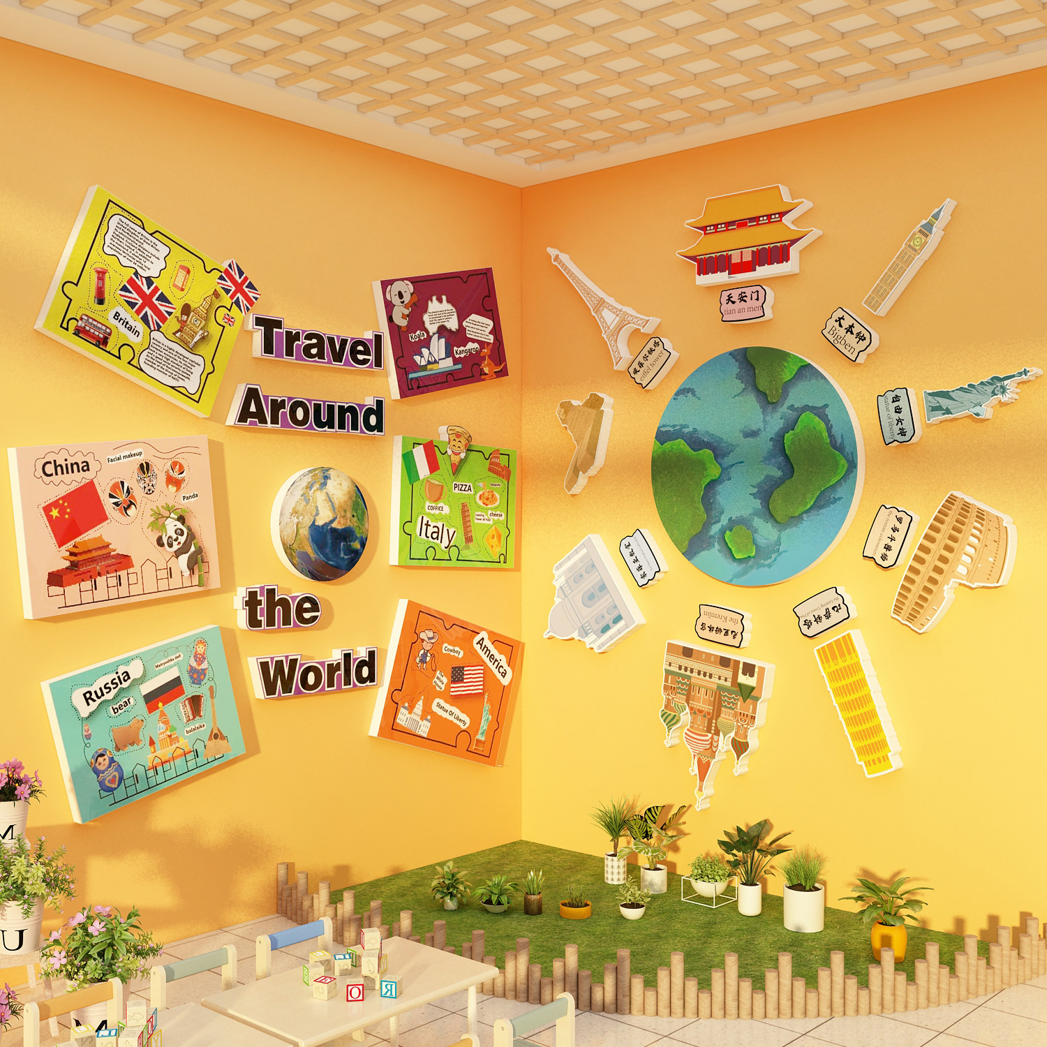英语教室角布置装饰培训机构国际环创墙面贴主题班级文化学校少儿,家居饰品,文化墙贴,淘宝优惠券,粉丝福利购,淘宝优惠卷