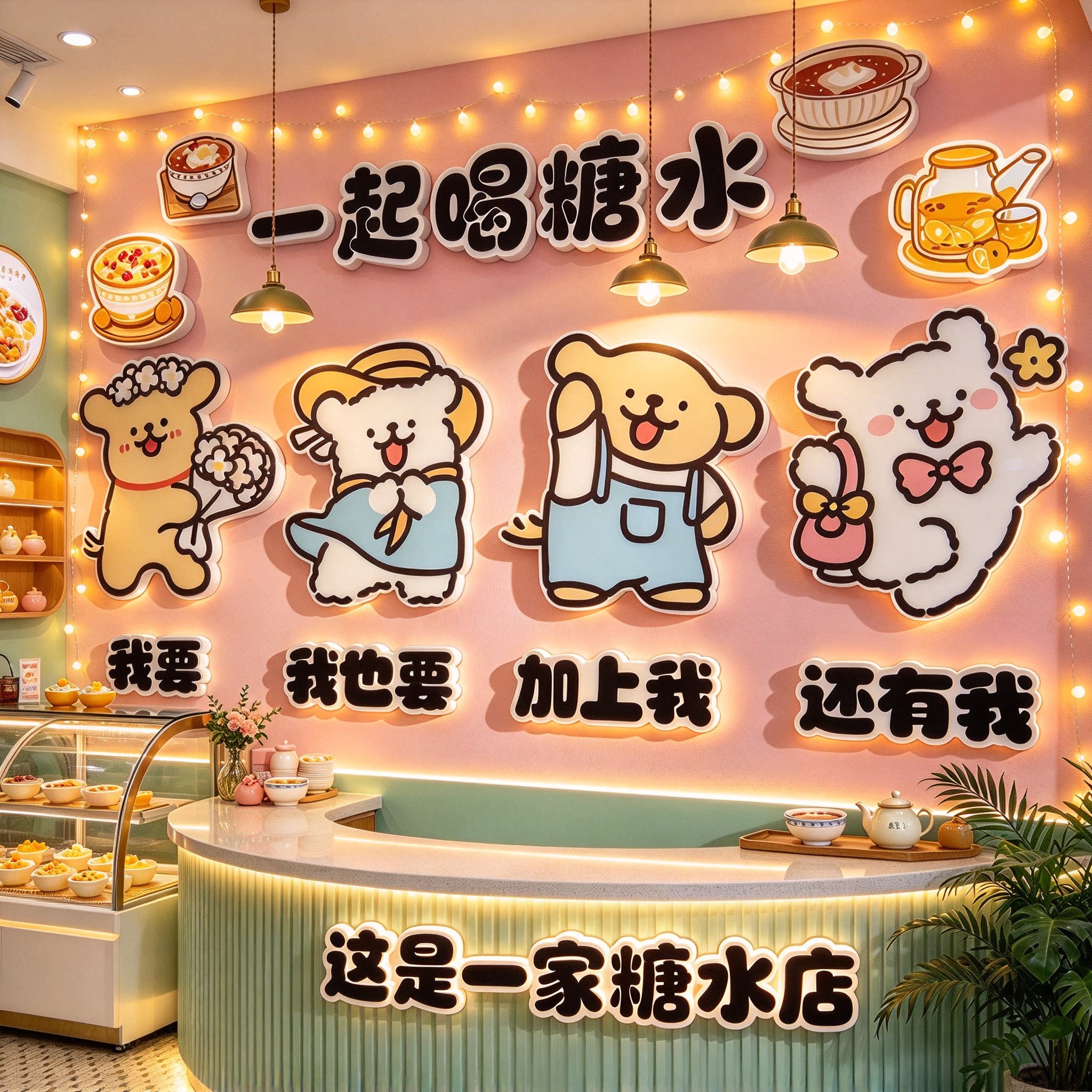 网红打卡港式茶餐厅甜品蛋糕墙贴