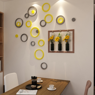 餐桌墙面装饰客厅大白沙发背景贴纸布置挂件亚克力3d立体自粘壁画