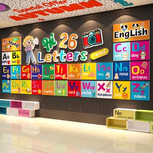 26个字母英语角教师室布置装饰工作机构少幼儿园环创墙面班级文化