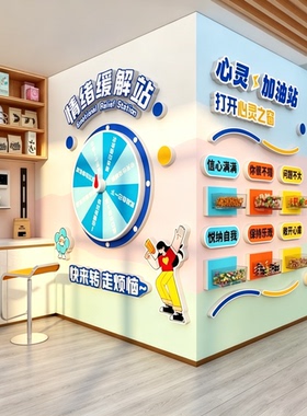 公司情绪互动幸运可爱转盘心灵理能量加油补给文化办室布置墙装饰