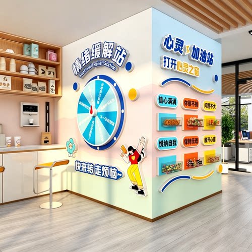 公司情绪互动幸运可爱转盘心灵理能量加油补给文化办室布置墙装饰