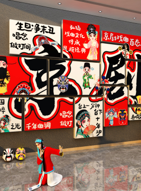 中国非遗文化生旦净末丑京剧脸谱戏曲幼儿园环创墙面装饰海报挂画