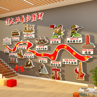 幼儿园红色教育文化爱国墙面装饰长征精神军旅事风环创主题成品画