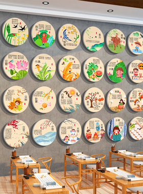 24二十四节气装饰挂画图文化墙面贴环创书法教室布置幼儿园古风