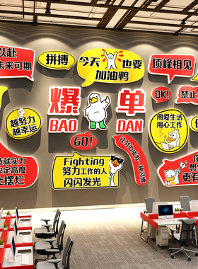 办公室墙面装饰企业文化氛围销售司进门形象励志标语爆单挂画布置