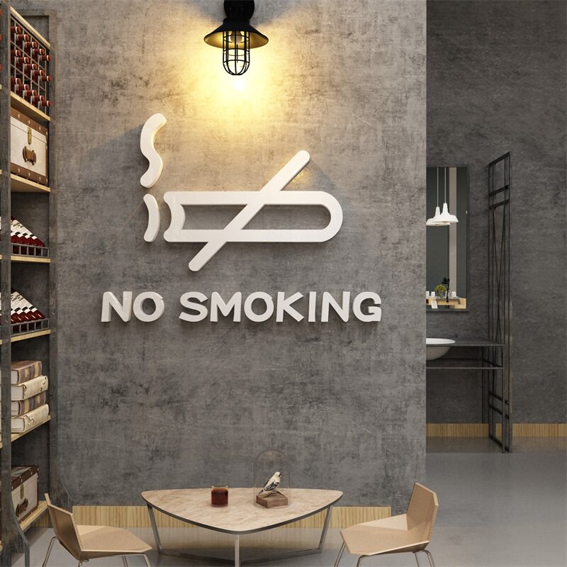 禁止吸烟区提示牌贴纸网红拍照布置工业风咖啡餐饮店饭馆墙面装饰