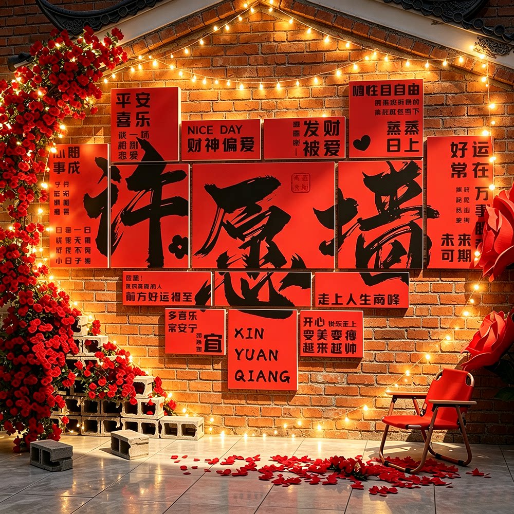 网红许心愿花墙背景打卡墙贴图片