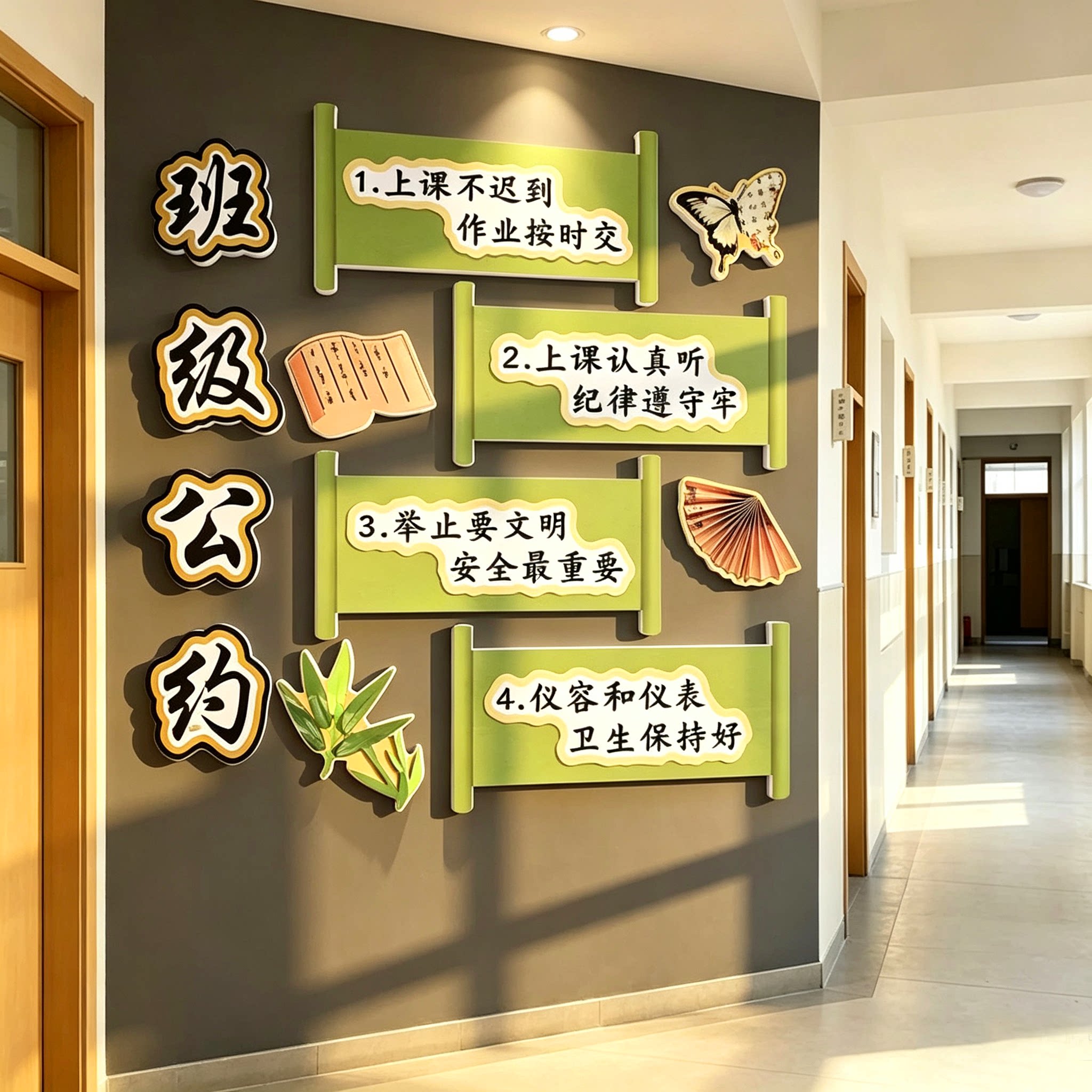 班级公约寄语文化建设国风训墙书香自习教室布置装饰黑板报材料包