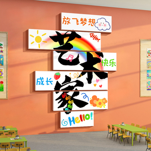 美术教室墙面装饰画幼儿园环创主题成品工区布置机构互动文化贴纸