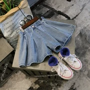 Quần short denim bé gái xếp li váy hè 5 bé gái 6 thời trang 8 quần áo trẻ em 9 trẻ lớn 10 tuổi quần mỏng Hàn Quốc - Quần jean