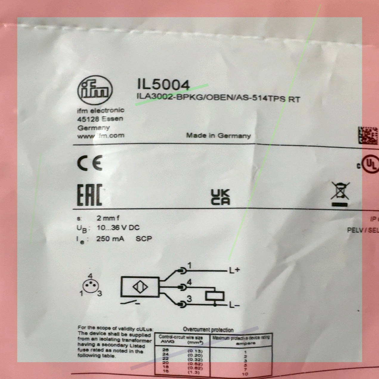 询价!易福门 IL5004全新原装